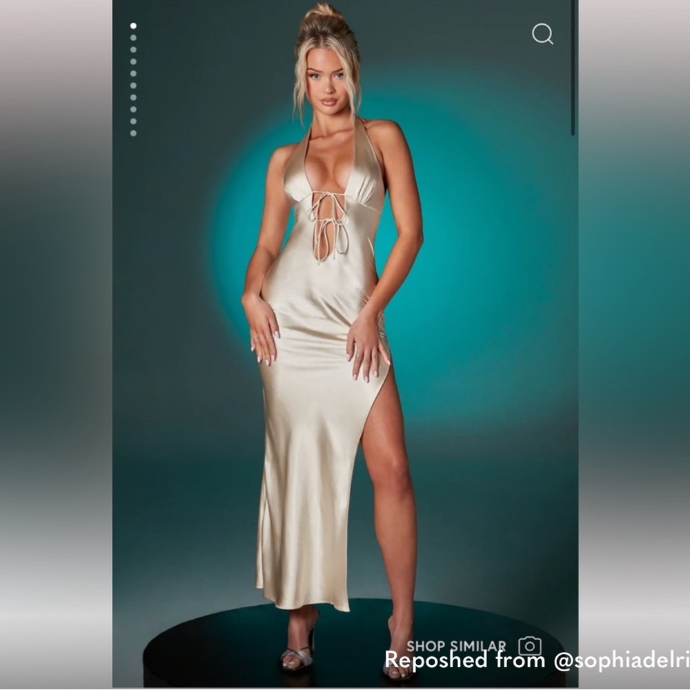 BNWT Oh Polly ALESSANDRA Halter Neck Fishtail Maxi Dress Color: Ivory Size: 2